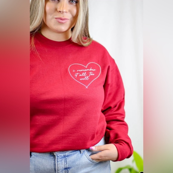 Taylor Swift Other - Taylor Swift 100% Cotton Unisex “All Too Well” Heart Embroidered Sweatshirt